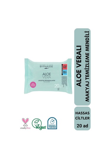 Byphasse Aloe Veralı Makyaj Temizleme Mendili Hassas Ciltler 20'li