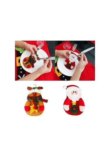 Lijinxu Elk Deer Noel Çatal Bıçak Tutucu Gümüş Tatil Masa