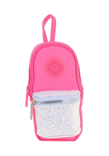 Kaukko Çanta Şekilli Kız Çocuk Üç Bölmeli Kalemlik - Pembe - Taşlı - K2722 Pembe - Turkuaz