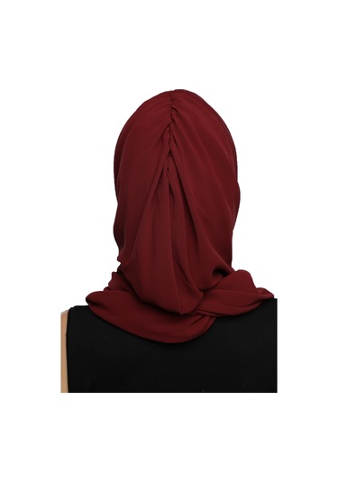 Şallı Takmatik Taşlı Bordo Hazır Türban Tesettür Bone Namaz Örtüsü Bordo