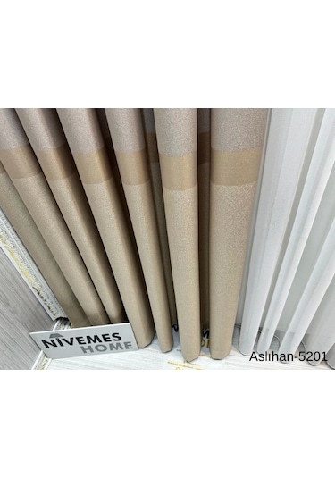 Nivemeshome Aslıhan Vizon Ft632116 V-5201 1/3 Sık Pile Fon Perde Apm Vizon