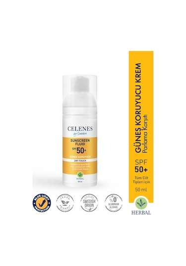 Celenes Herbal Dry Touch Fluid Koruyucu Güneş Kremi SPF50+ 50 ML