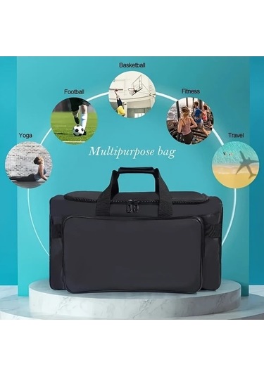 Sandwich Motion003 Büyük Kapasiteli Nylon Seyahat Çantası Spor Ayakkabı Gözlü Sade Siyah Hareketli Kargo Siyah