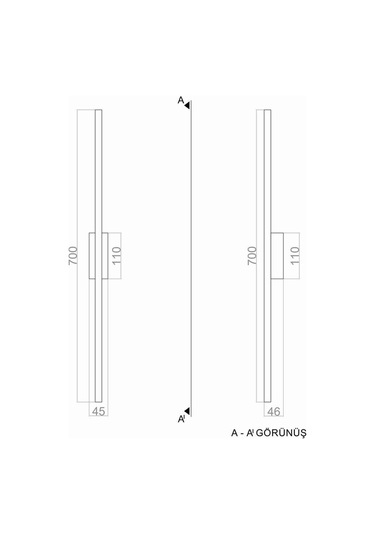 Ledli Sword Led Duvar Aplik 70cm Mat Siyah