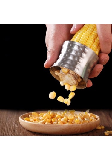 Pazly Cbtx Yuvarlak Şekilli 304 Paslanmaz Çelik Ev Mısır Kesici Koçanı Mutfak Striptizci Mısır Aracı Gümüş