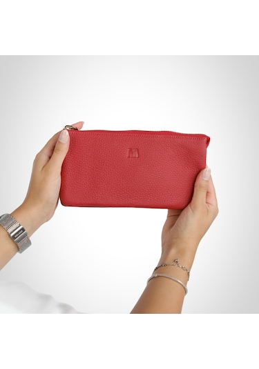 Mft Leather Hakiki Deri Kadın Cüzdan Çanta Almeda 5463 Flother Mat Kırmızı