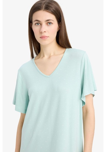 DeFacto V Yaka Kısa Kollu Gecelik-Fall in Love E0269AX25SPGN1169