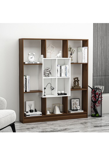 Mars Kitaplık - Ceviz / Parlak Beyaz