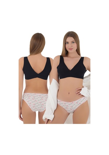 Kadınlar İçin Şıklık Ve Konforu Bir Arada Sunan Desenli Pamuklu Kurdeleli Külot Renkli Çok Renkli