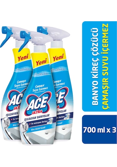 Ace Çamaşır Suyu İçermez Ultra Köpük Banyo 3 x 700 ML