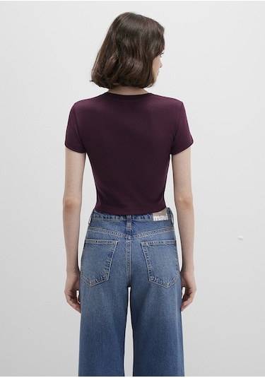 Mavi - Bordo Basic Crop Tişört 1600814-70434 Bordo