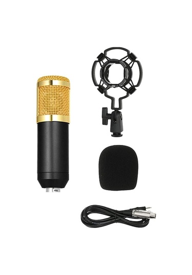 Bm800 Metal Mikrofon Seti - Kalp Formu Pikap, Ev/sunucu İçin, Canlı Yayın/oyun/sanat İçin, Siyah Kuruş Altın Ağı, Gürültü Engelleme