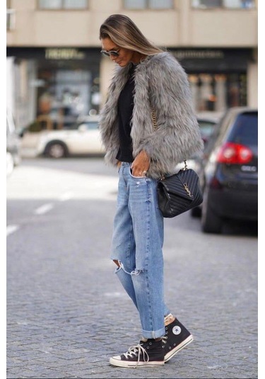 Madmext Bej Bisiklet Yaka Kadın Suni Kürk Mont Mg2176 Bej