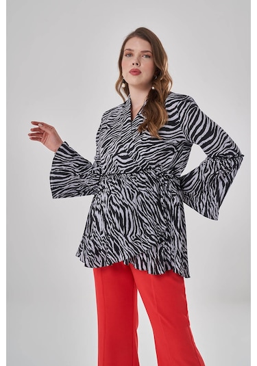 Mizalle Zebra Desenli Tunik Çok Renkli