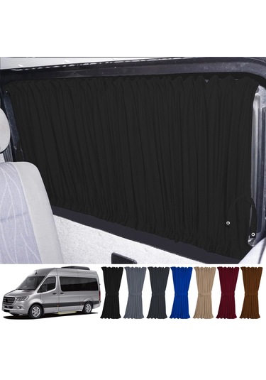 Pandami Mercedes Sprinter W907 Orta 2018+ Uyumlu Siyah Raylı Oto Perde Takımı