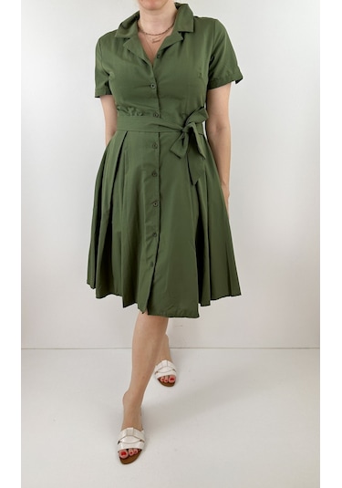 Modaonna Gömlek Elbise Haki