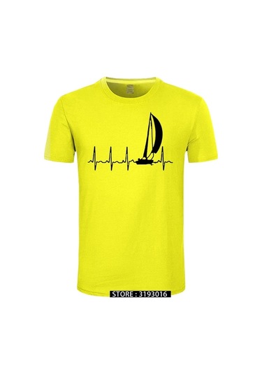 Cınessd Yelken Kalp Atışı Grafikli Yazlık %100 Pamuk Erkek Tshirtcamel CAMEL