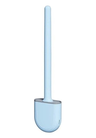Novahub Mavi Banyo Silikon Tuvalet Fırçası Tutucu Havalandırma Yuvası Tabanı Kaymaz Plastik Saplı Bükülebilir Temizleme Köşe Fırçası Mavi