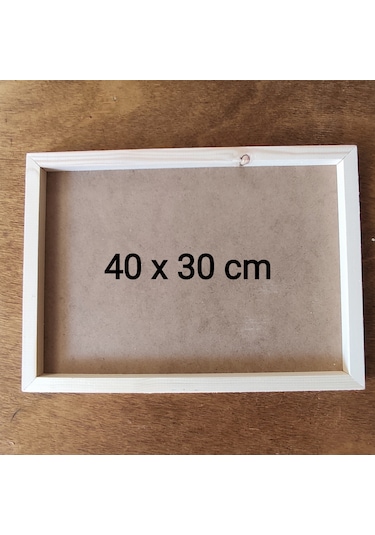 40x30cm Ham Ahşap Çerçeveli Pano Camsız - Arkalığı Sabit