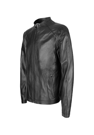 Tamer Tanca Erkek Hakiki Deri Mont 974 Smr 247 Erk Derımont Y24 - Siyah Zıg Siyah