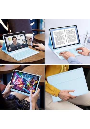 Samsung Galaxy Uyumlu Tab A9 Plus 11'' Klavyeli Kılıf Bluetooth Özellik