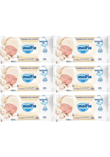 Molfix Islak Havlu Mendil Izotonik Yeni Doğan 6 Lı Set 50 Yaprak