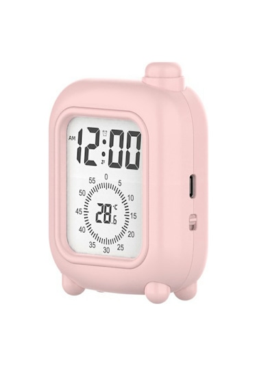 Mini Bavul Şeklinde Şarj Edilebilir Görsel Zamanlayıcı Saat Çalışma, İş, Öz Disiplin, Zaman Yönetimi Aracı - Pembe Pembe
