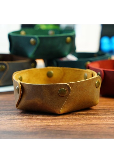 Xiyyadms Ahşap Üstü Deri Saklama Kutusu - Anahtar, Makyaj, Mücevher Ve Ev Eşyaları İçin Çeşitli Kullanım Alanı Crazy Horse Kahverengi