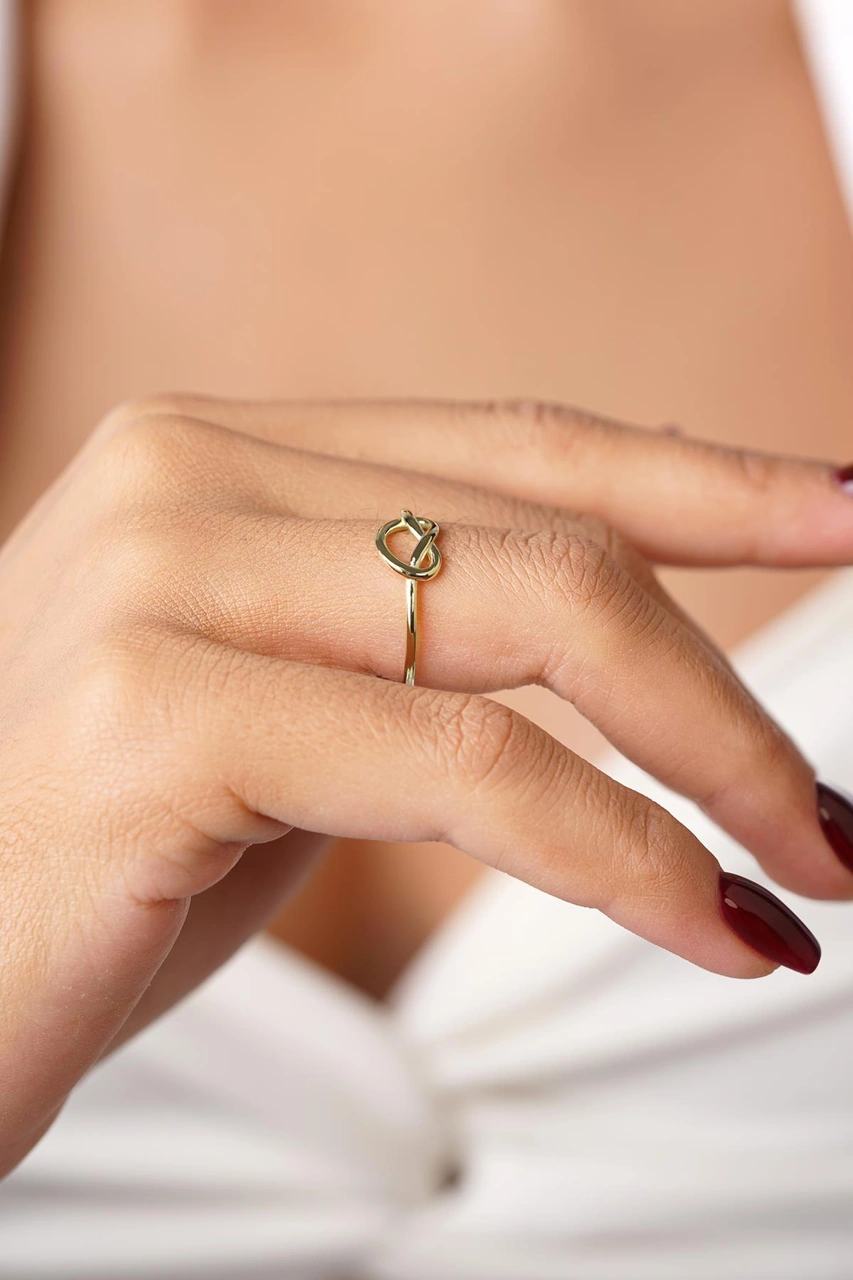 14 Ayar Altın Geniş Düğüm Yüzük Yzk6757 Beyaz Altın