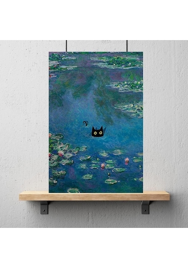 Claude Monet Nilüferler Kara Kedi Posteri Çerçevesiz