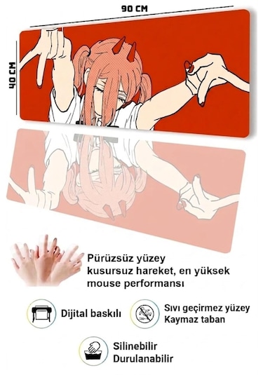 Derdenix Anime Series: Power Edition 90x40 Mousepad Çok Renkli