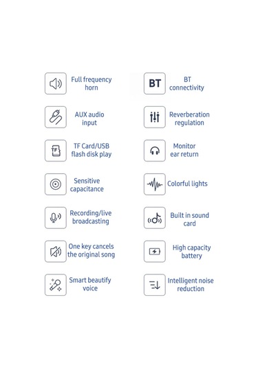 Mufunye Kablosuz Bt Karaoke Mikrofon Taşınabilir El Mikrofonu Hoparlör Makinesi 1800mah Şarj Edilebilir Hoparlör Ev Partisi Şarkı Söyleme İçin E