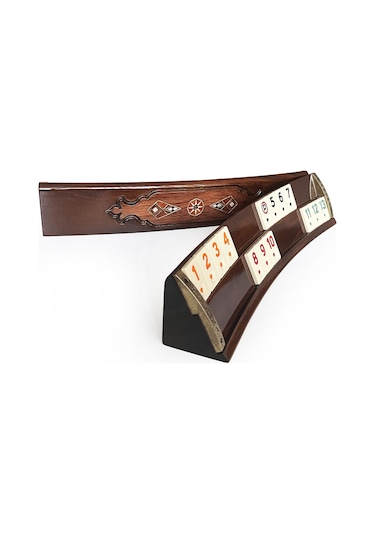 Helena Wood Art Mozaik İşlemeli Masif Ahşap Okey Seti Oval Takımı Gül