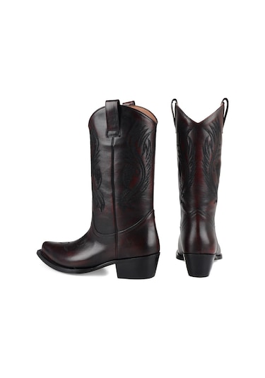 Footcourt Bordo Kadın Kovboy Çizmesi Geneva 001