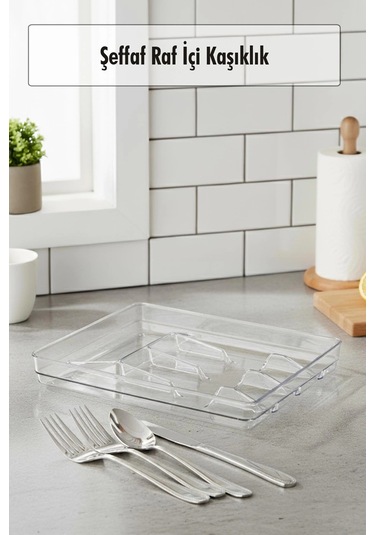Şeffaf Akrilik Raf İçi Kaşıklık 26,5 34,5 4,5 Cm Çok Renkli