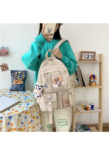 Tenfowee Japon Harajuku Kız Okul Çantası, Kore Versiyonu, Lise Ve Ortaokul Öğrencileri İçin Şık Ve Sevimli Sırt Çantası, Siyah Tek Paket. Siyah