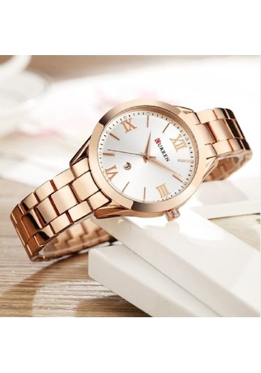 Novahub Beyaz Curren Kadın Saat 9007, Çelik Bilezik, Tam Takvim, Su Geçirmez, Relogio Feminino Beyaz