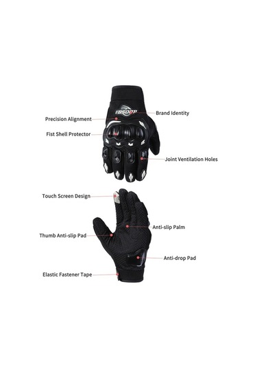 Fortunelane Bsddp Rh-a0107 Motosiklet Eldiveni - 4 Mevsimli, Nefes Alıcı, Çarpma Önleyici, Dokunmatik Ekran Uyumlu, Tüm Parmaklı