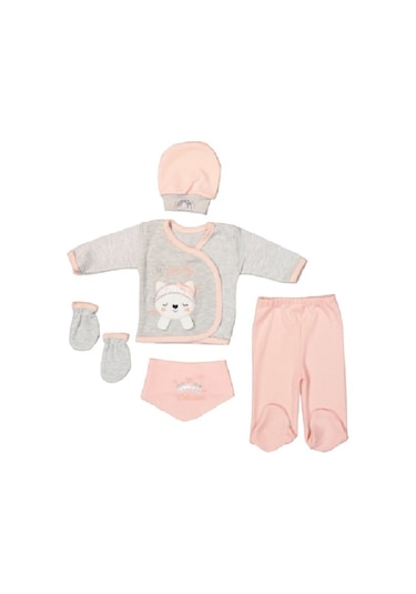 By Concon Kız Bebek 5 Li Bandanalı Tavşan Set Açık Pembe