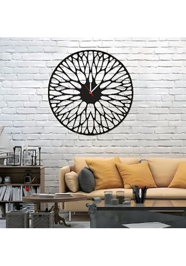 Duvar Saati Dekoratif Ahşap Siyah