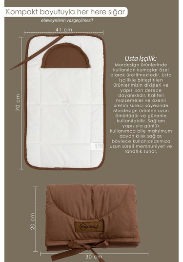 Mordesign Bebek Çanta Alt Açma Minderi, Alt Değiştirme Pedi, Taşınabilir Bakım Örtüsü,morremix Seri,kahverengi