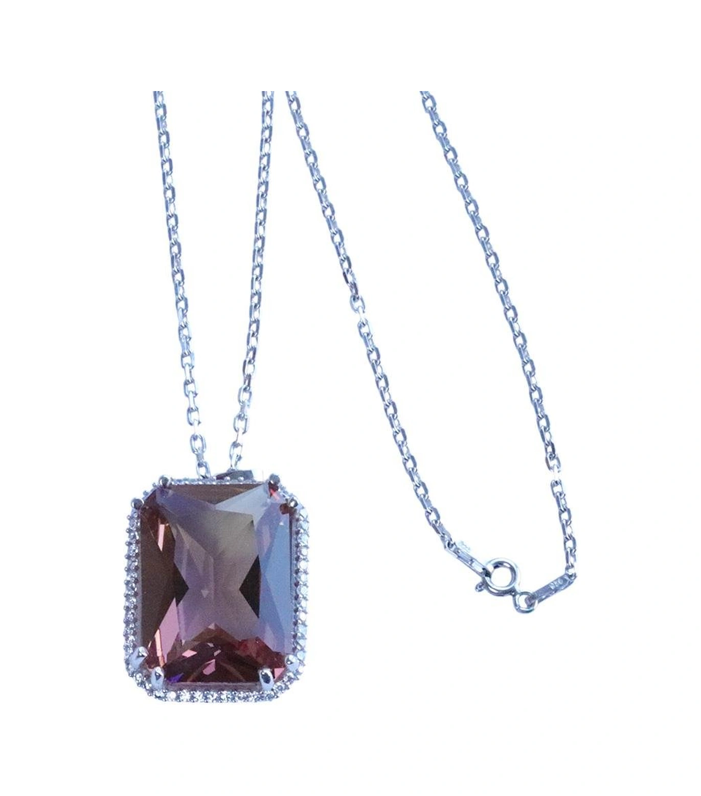 Zultanit Taşlı Mega Baget Gümüş Kolye Gümüş