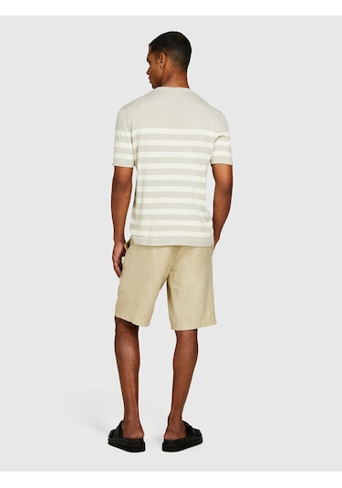 Sisley %100 Keten Slim Fit Bermuda Şort Erkek Bej Şort - 325p4aghs9010
