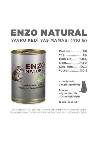Enzo Natural Yavru Yaş Kedi Maması 410 Gr X 6