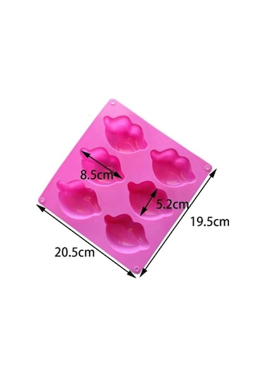 Kek Kalıbı Dudak Şekilli Silikon Çikolata, Sabun, Epoksi, Reçine Ve Pasta Kalıbı 6 Bölmeli Goldcakes