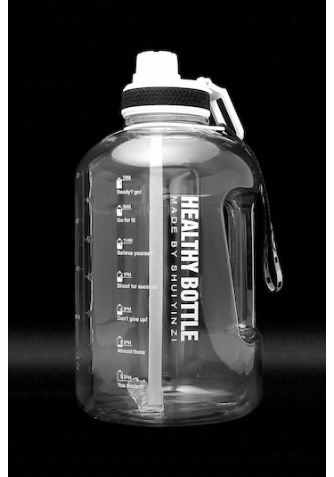 Winta Bpa Içermez Motivasyonel Su Matarası 2.5 Lt Beyaz Su Matara Beyaz