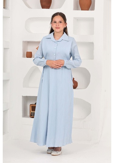 Kız Çocuk Uzun Boy Gofre Kumaş Jile & Elbise İki Parça Takım Astarlı Zarif Set-4948 Bebe Mavi Kız Çocuk Uzun Boy Gofre Kumaş Jile & Elbise İki Parça Takım Astarlı Zarif Set-4948 Bebe Mavi