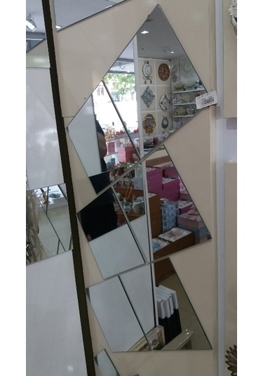 Geometrik Parçalı Kare Cam Boy Banyo Duvar Lavabo Aynası 50X65Cm