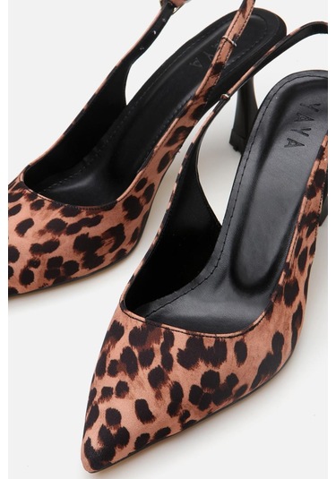 Kadın Taba Leopar Desenli Ayarlanabilir Tokalı Stiletto Taba