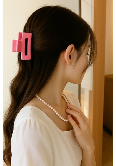 Pembe Renk Televizyon Model Mandal Saç Tokası 11 Cm - Şık Ve Dayanıklı Pembe